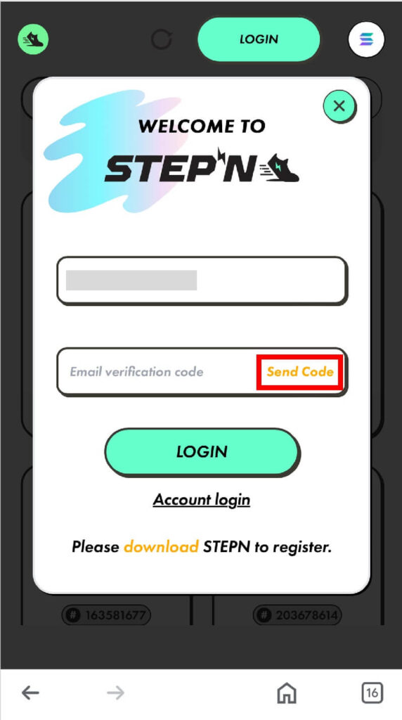 STEPN公式サイトよりアクセス_STEP4