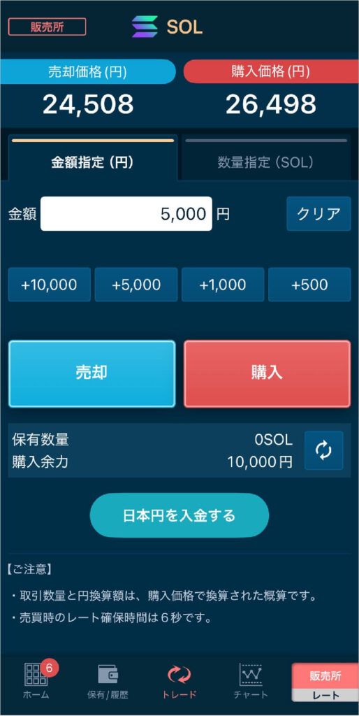 手順3：SOLの購入 3-2