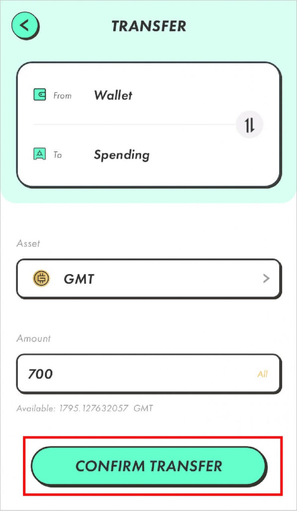 手順7：GMTをSpending口座に移動する 7-4